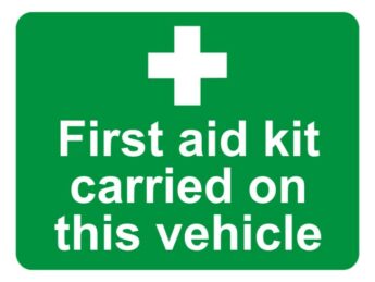 First Aid Kit Carried On This Vehicle Sticker