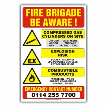 Fire Brigade Be Aware Sign