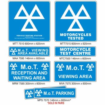 MOT Signs – Motorcycle Testers – 8 Signs