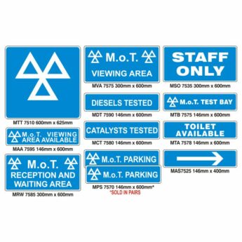 MOT Signs – Comprehensive – 12 Sign Pack