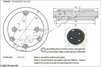 Lift Pad Zippo 122mm Round Bolt-On Pad