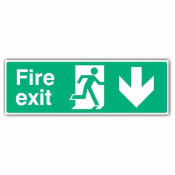 Fire Exit DOWN Arrow Sign