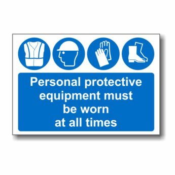 PPE must be worn at all times sign