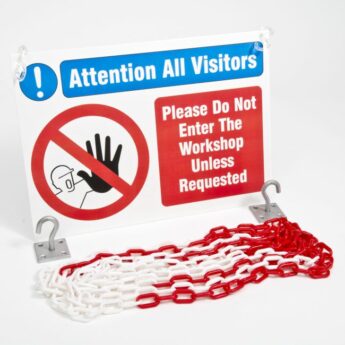 Entrance Barrier Chain and Sign Kit – Red & White Chain