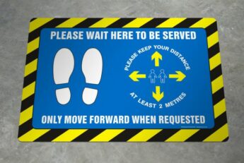 LARGE Floor Decal – Please Wait Here – 60 x 40cm – INTERIOR GRADE