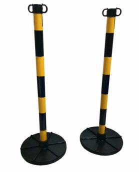 Chain Support Post 90cm – YELLOW & BLACK with Rubber Base
