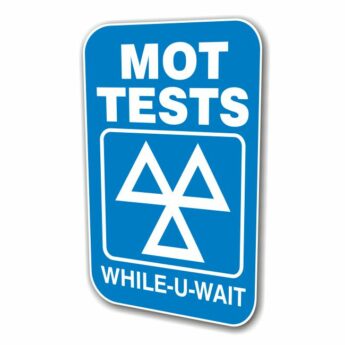 REPLACEMENT PANEL MOT Tests While U Wait – Swinger Sign