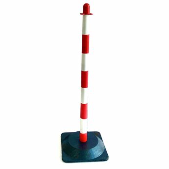 Barrier Chain Support Post – RED & WHITE – with RUBBER BASE