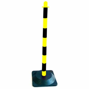Barrier Chain Support Post – YELLOW & BLACK – with RUBBER BASE