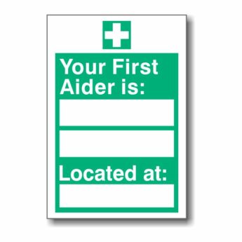 First Aider Located at Sign